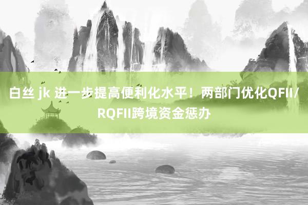 白丝 jk 进一步提高便利化水平！两部门优化QFII/RQFII跨境资金惩办