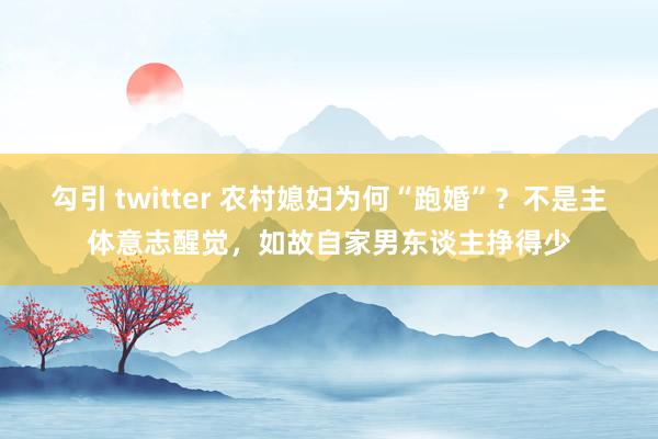 勾引 twitter 农村媳妇为何“跑婚”？不是主体意志醒觉，如故自家男东谈主挣得少