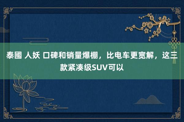 泰國 人妖 口碑和销量爆棚，比电车更宽解，这三款紧凑级SUV可以